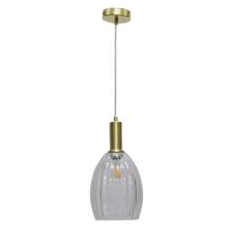 Birch - Clear Fluted Glass Satin Brass Deco Pendant Fitting