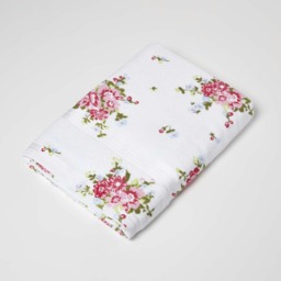 Homescapes Floral Printed White Bath Sheet Cotton