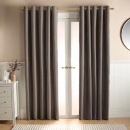 OHS Woven Textured Blackout Eyelet Curtains - 66x90 inch Brown Mink