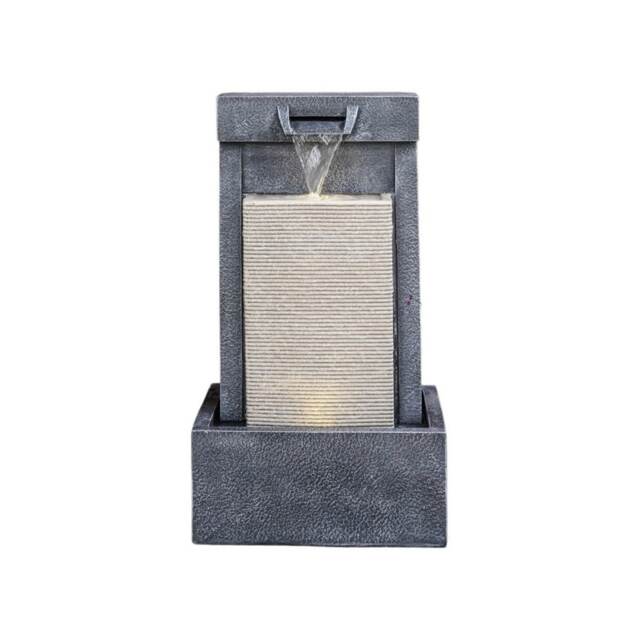 Outdoor Contemporary Cube Water feature - Cement - L47 x W37 x H83 cm - Black