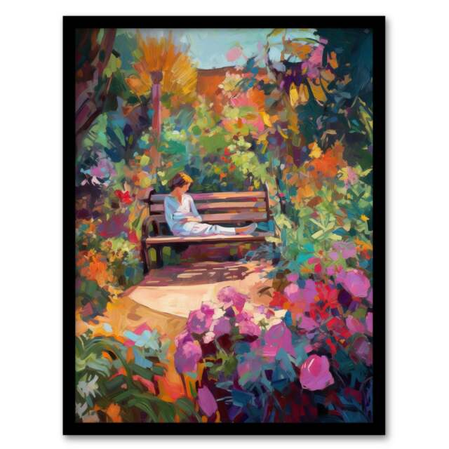 My Time Floral Garden Gardener Home Decor Black Framed Wall Art Print A4