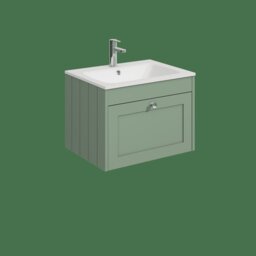 Balterley Wall Hung 1 Drawer Unit with Stone Basin 1 Tap Hole Green 431 x 600 x 453mm