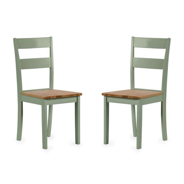 Westbury Elegant Sage Green and Natural Dining Chairs - Set of 2