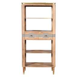 Alaina Acacia Wood 2 Drawers Open Bookcase Brown