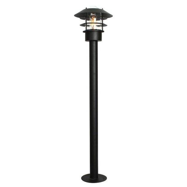 Helsingor 1 Light Outdoor Coastal Bollard Lantern Black IP44, E27