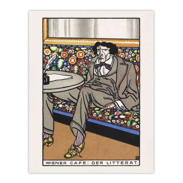 "Viennese Cafe The Man of Letters Moriz Jung Wall Art Poster Print 12X16"""