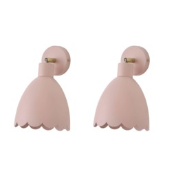 ValueLights Millie Pair Rose Pink Scallop Adjustable Wall Lights Pink