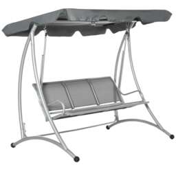 Outsunny 3 Seat Metal Fabric Backyard Balcony Patio Swing Chair w/ Canopy Grey