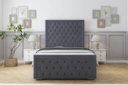 "Sloomy Monroe Steel Plush Bed Frame With 50"" Upholstered Headboard 4' Small Double"