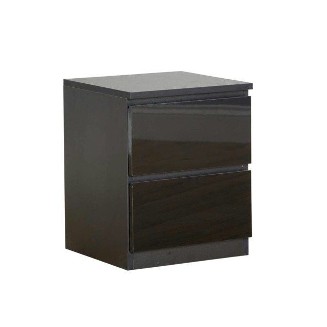 Black 2 Drawer Bedside Cabinet Nightstand Modern Storage Unit Furniture Bedroom