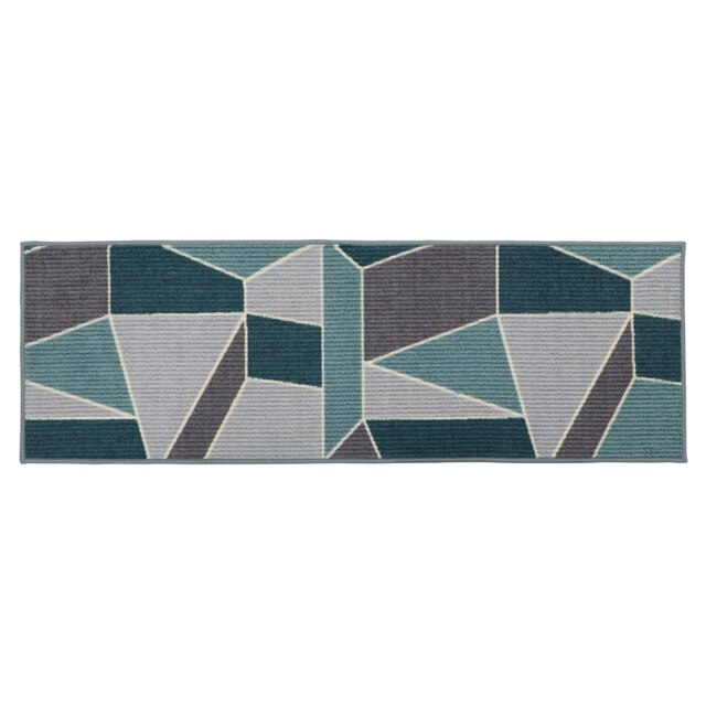 JVL Fiora Machine Washable Doormat, 50x150cm - Duck Egg