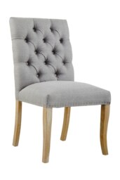 Orsina Grey Buttoned Velvet Dining Chairs, Velvet Upholstered Chair with Wooden Legs, Accent Chair for Living Room