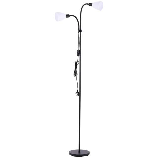 Living and Home Modern 2-Head Floor Lamp for Living Room - Black
