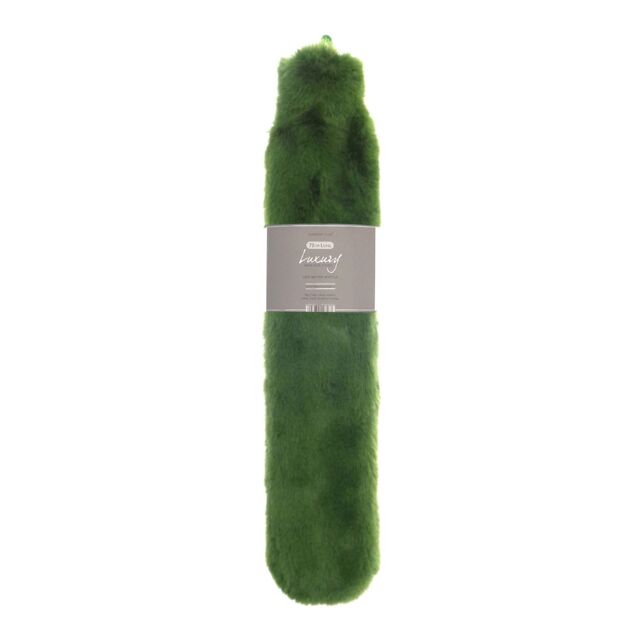 Ribbon Super Luxury Long Faux Fur Hot Water Bottle And Cover Green Cedar Green One Size 1