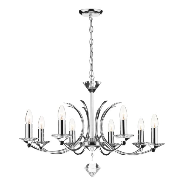 Medusa 8 Light Dual Mount Pendant K9 Crystal Polished Chrome