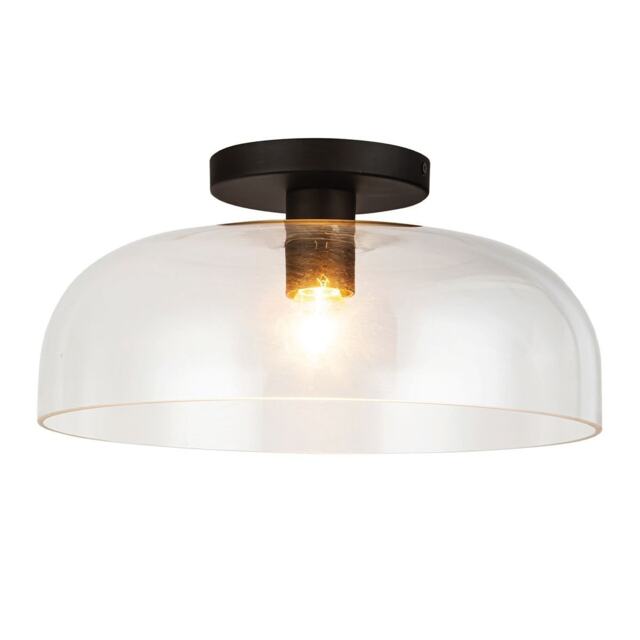 Alora Mood Sylvia Bowl Semi Flush Ceiling Light Contemporary Matt Black 1x E27