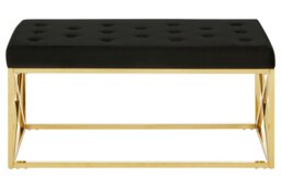 Allure Black Tufted Seat And Gold Finish Bench Gold