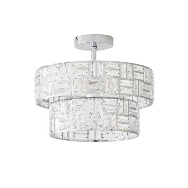 ValueLights Elise Silver Acrylic 2 Tier Ceiling Pendant Light Chrome