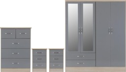 Nevada 4 Door Wardrobe 4 Piece Bedroom Set Grey