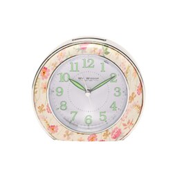 Wm.Widdop Quartz Alarm Clock - Yellow Floral Design L/S/C Yellow