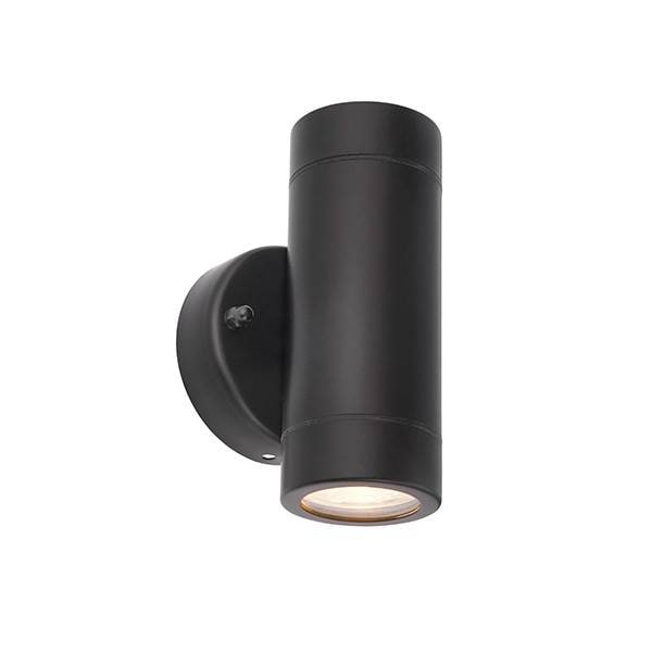 Palin 2 Light Outdoor Wall Light Matt Black, Glass IP44, GU10