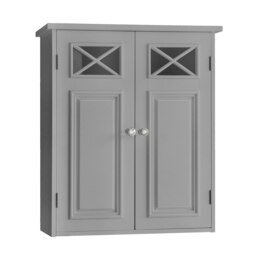 Teamson Home Bathroom Wall Cabinet With Two Doors Grey Dawson