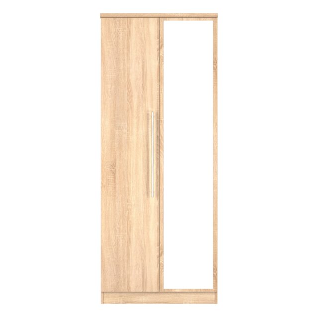 Carlton Double Wardrobe with Mirror Door in Bardolino Oak (Ready Assembled) Brown Bardolino Oak