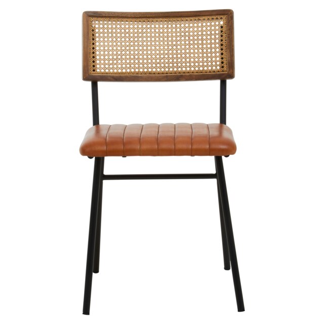 Orsina Tan Leather Dining Chair, Sturdy Dining Room Chair, Leather Effect Accent Chair