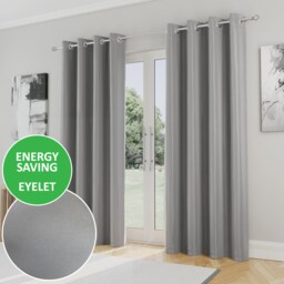 Enhanced Living Nightfall Plain Supersoft Grey Thermal Blockout Eyelet Curtains (PAIR) - 46 x 72 inch (117 x 183cm)