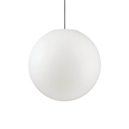 Sole 1 Light Large Outdoor Globe Ceiling Pendant Light White IP44, E27