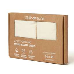 Clair de Lune 2 Pack Organic Moses Basket Sheets - 74 x 30 cm