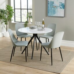 Aspen White 100cm Round Dining Table with 4 Duo Plastic Chairs - Modern Dining Set Grey Grey One Size 1