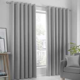 Fusion Strata Eyelet Curtains Silver