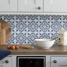 d-c-fix Jamila Blue 15.25 x 15.25cm Self-adhesive Vinyl Wall Tiles Pack 6 0.14sqm
