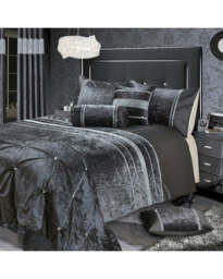 Intimates Rienzo Crushed Velvet Diamante Duvet Cover & Pillowcase Set Grey Charcoal Single