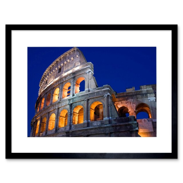 "Rome Coliseum Romans Italy Arches Home Decor 12x16"" Framed Wall Art Print"