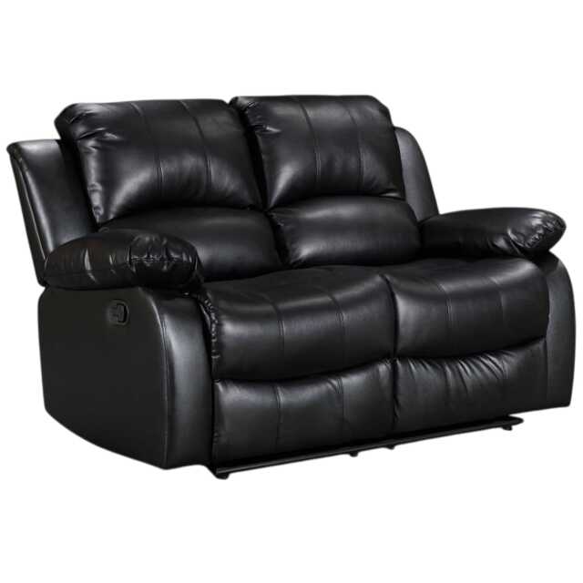 Faux Leather Black 2 Seater Manual Recliner Sofa VALENCIA