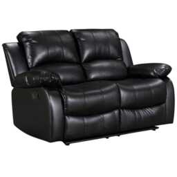 Faux Leather Black 2 Seater Manual Recliner Sofa VALENCIA