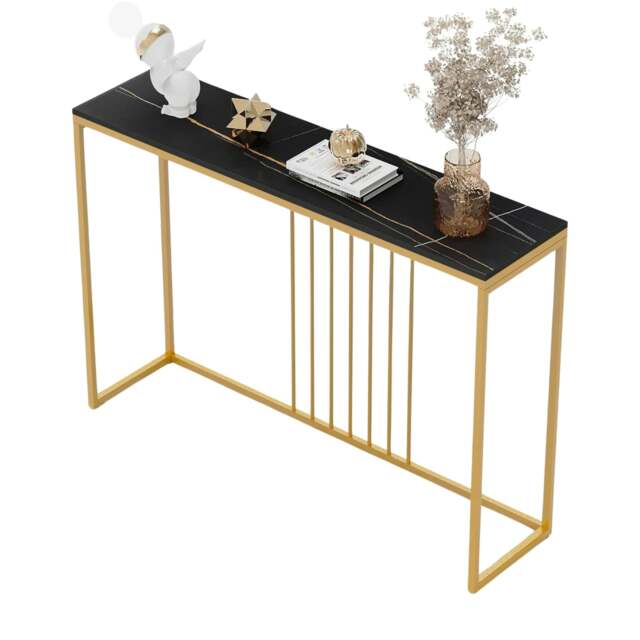 Marble Hallway Console Table Black And Gold Black