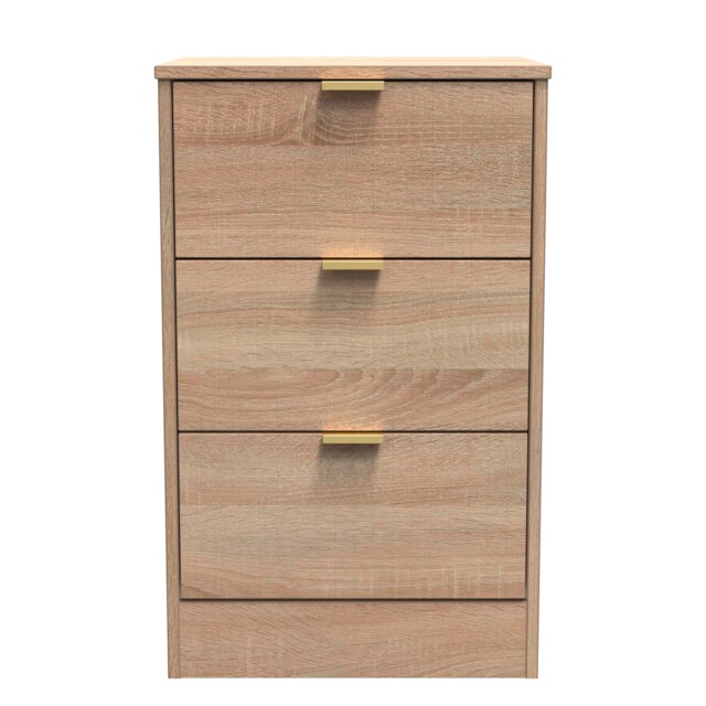 Denver 3 Drawer Bedside Cabinet in Bardolino Oak (Ready Assembled) Brown Bardolino Oak
