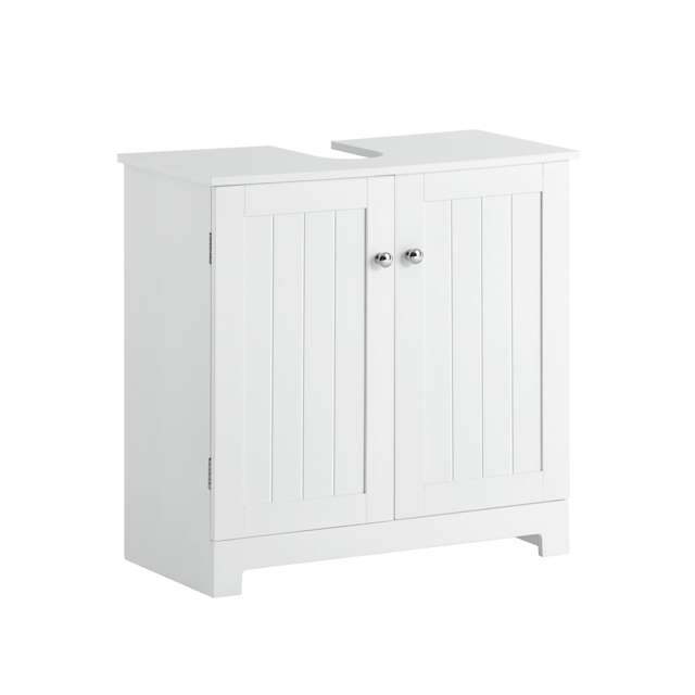 SoBuy Under Sink Bathroom Cabinet with 2 Doors and Adjustable Shelf, White, 23.6x11.4x23.6 inches, 9.2 kg - BZR18-W