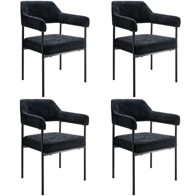 Armchair Doe - durable fabric, black powder-coated legs, 120 kg load, 58 x 62 x 85 cm Black Woven fabric black/black 4