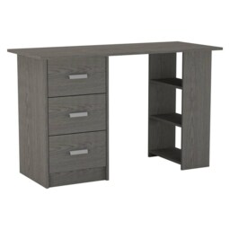 Large Computer Desk Office Makeup Vanity Dressing Table Bedroom Drawers Shelves Clear Grey
