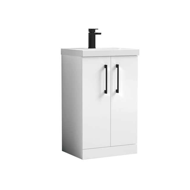 Balterley Level Modern Bathroom 2 Soft Close Door & Mid-Edge Vanity Unit Basin White 840 x 510 x 390mm