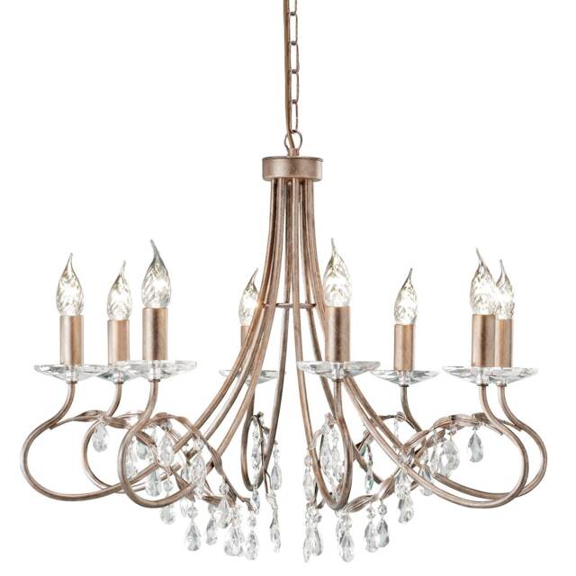 Christina 8 Light Chandelier Silver, Gold Finish, E14