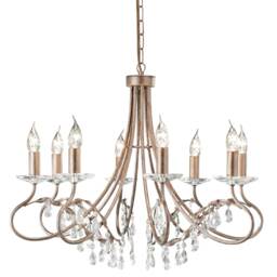 Christina 8 Light Chandelier Silver, Gold Finish, E14