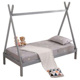 Harry Kids Childrens Grey Wooden Teepee Tent Single Bed Frame Grey Grey Single