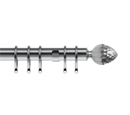 35mm Fixed Length Metal Curtain Pole Set Satin Silver Acorn Finial 50cm Silver Silver