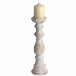 Large Candle holder - Stone - L12 x W12 x H40 cm - Cream White