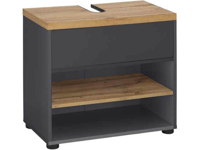 Thessa Sink Cabinet 60cm with 1Flap Anthracite Oak Look Grey Anthracite/Oak